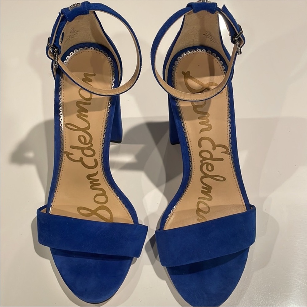Sam Edelman Royal Blue Suede Yaro Block Heel Sandals
